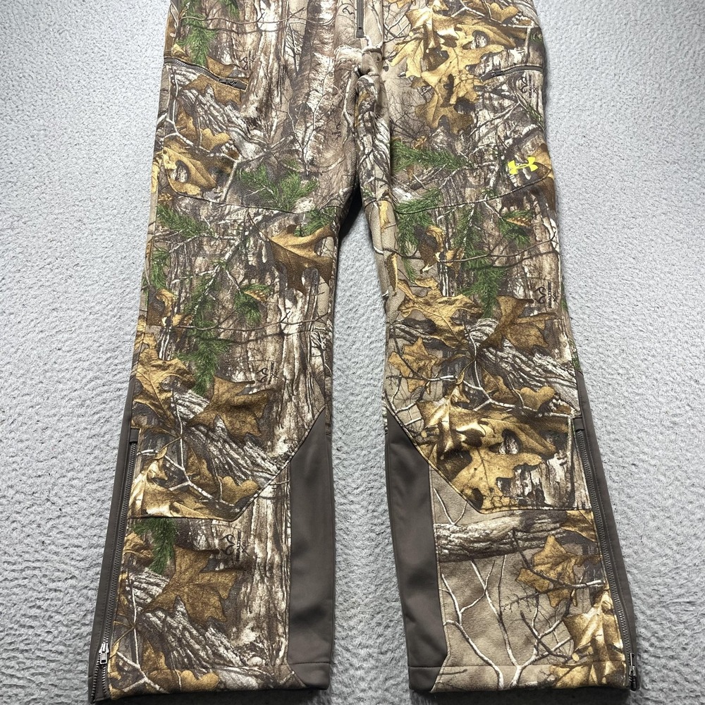 Under Armour Bib Pants Mens XL Brown Realtree Camo UA Storm1 ColdGear Hunting - Picture 2 of 12